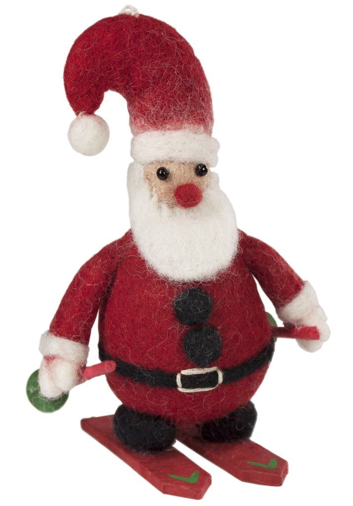 Santa on Skis Felt Christmas Ornament - Welljourn