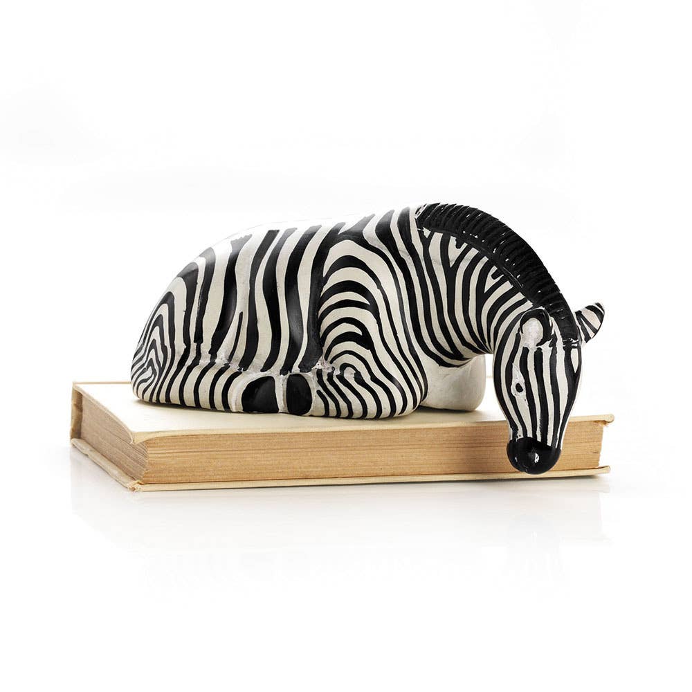 Zebra Soapstone Shelf Sculpture - Welljourn