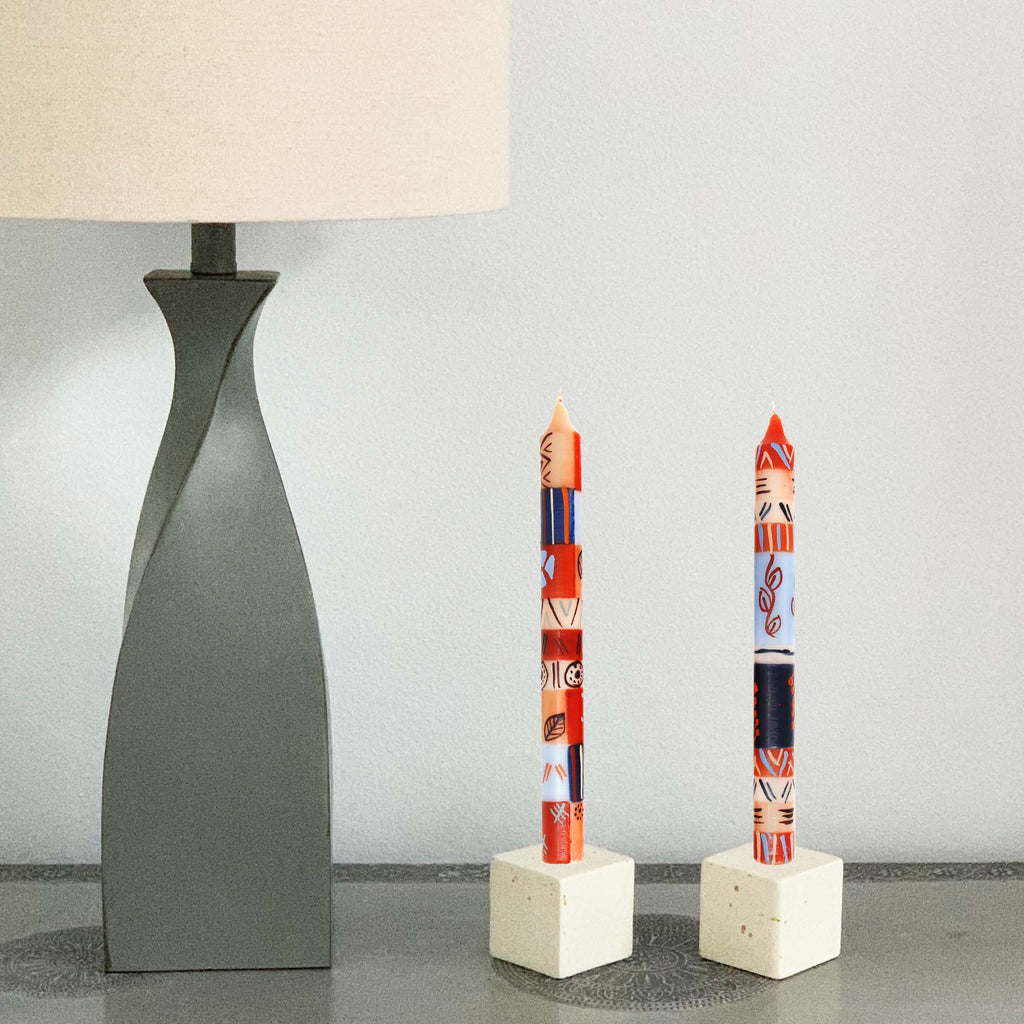 Painted Taper Candles - Set of 3 - Uzushi Design - Welljourn