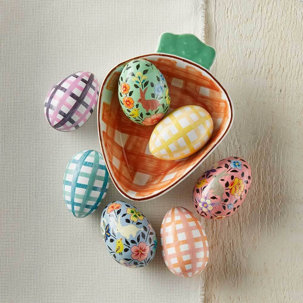 Gingham Kashmiri Easter Eggs - Set of 4 - Welljourn