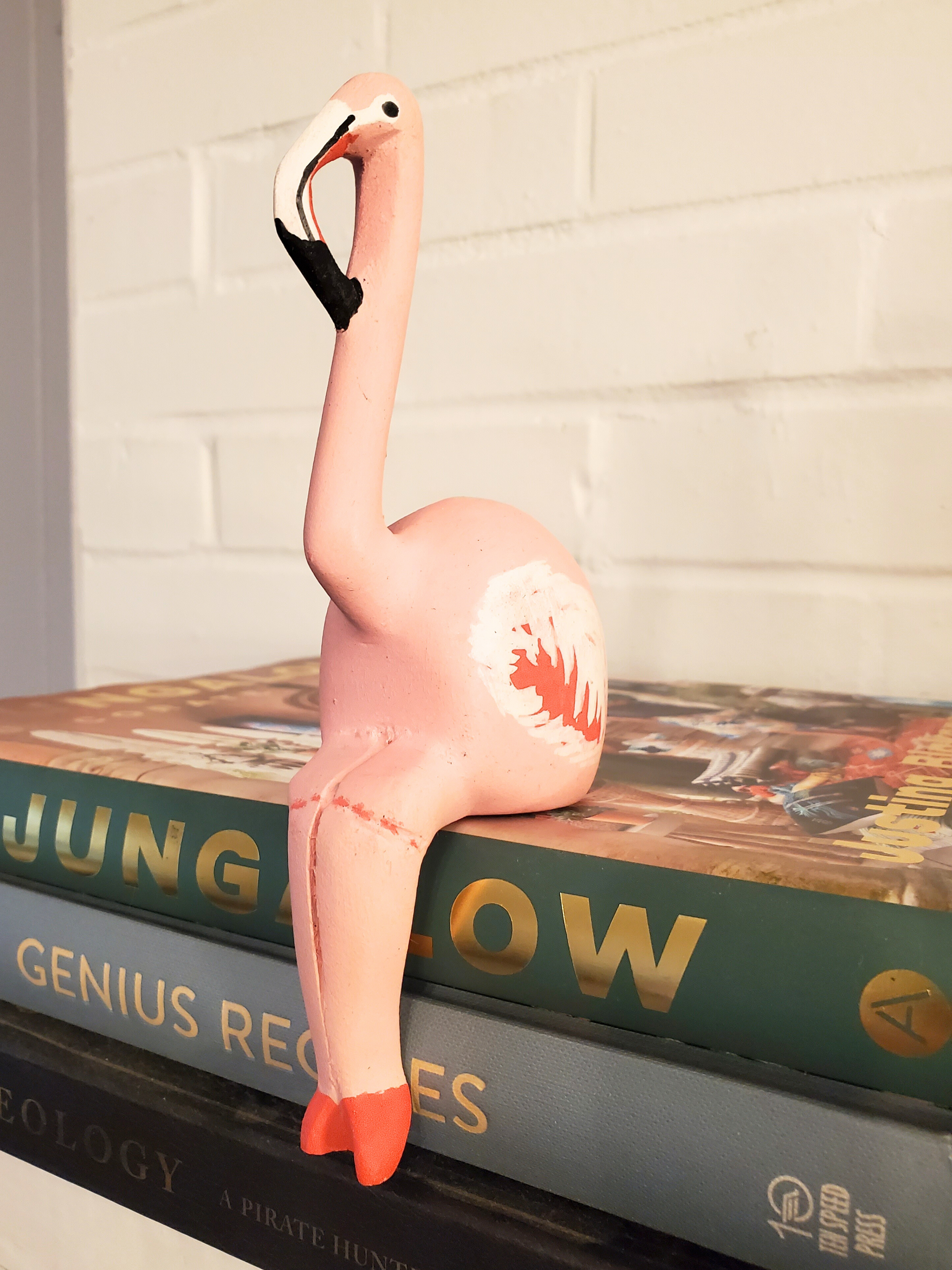 Carved Wood Sitting Flamingo Shelf Decor – Welljourn Carved Wood Sitting Flamingo Shelf Decor – Welljourn