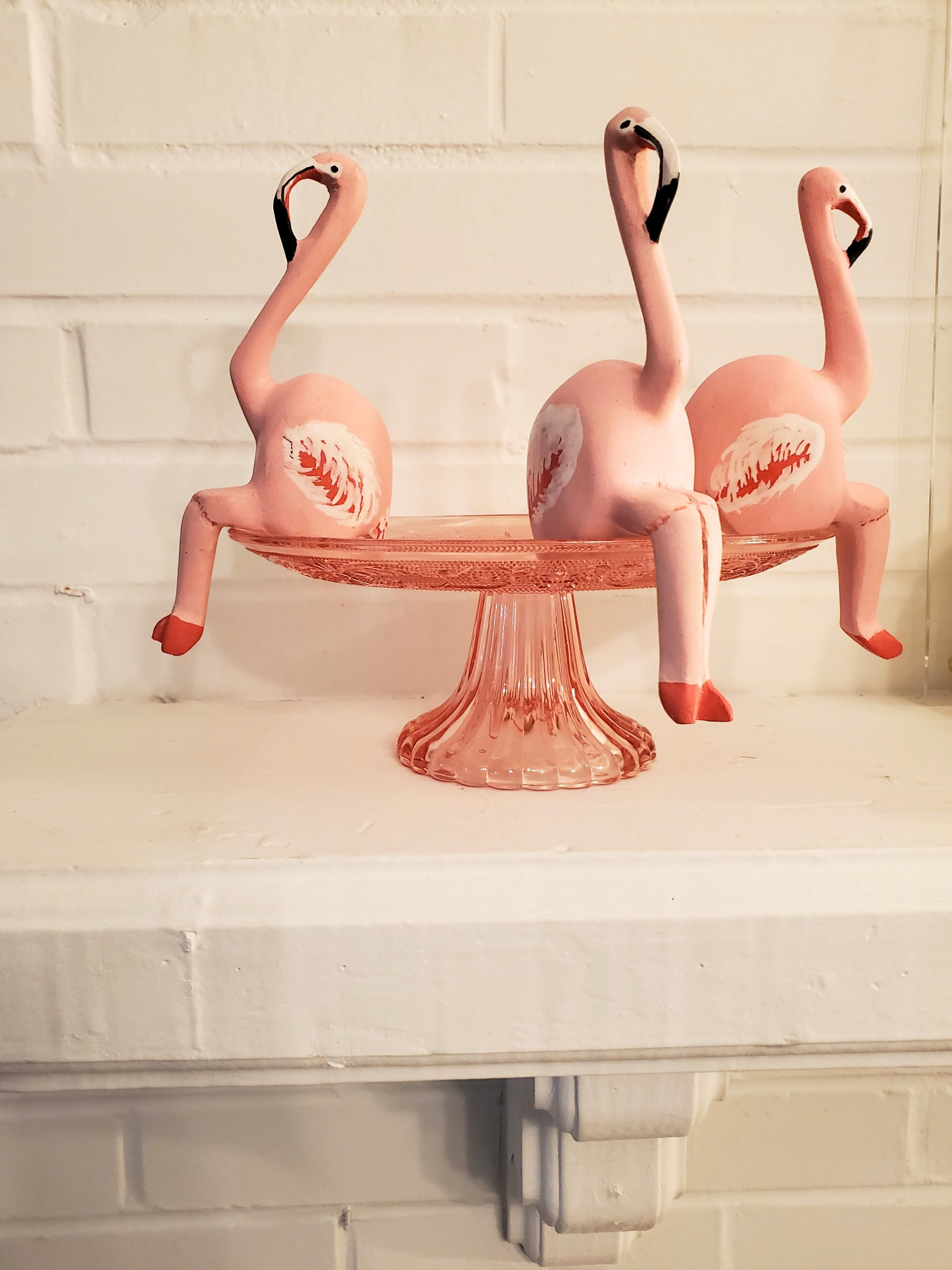 Carved Wood Sitting Flamingo Shelf Decor – Welljourn