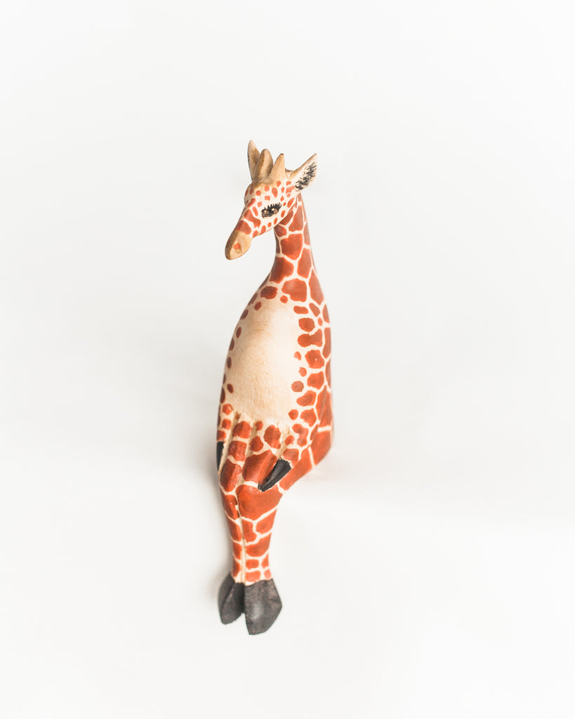 Handcarved Sitting Giraffe Shelf Decor - Welljourn