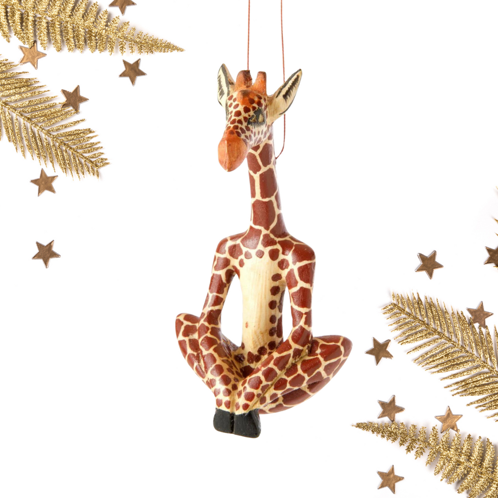 Yoga Giraffe Wooden Ornament - Welljourn