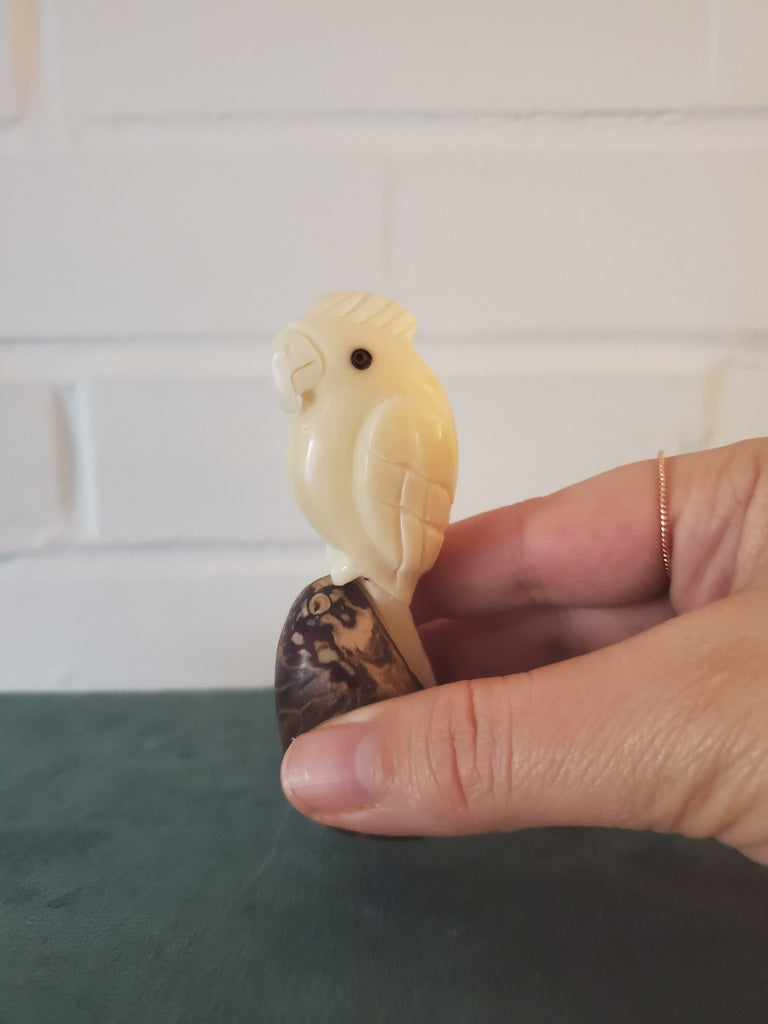 Cockatoo Bird Tagua Figurine - Welljourn