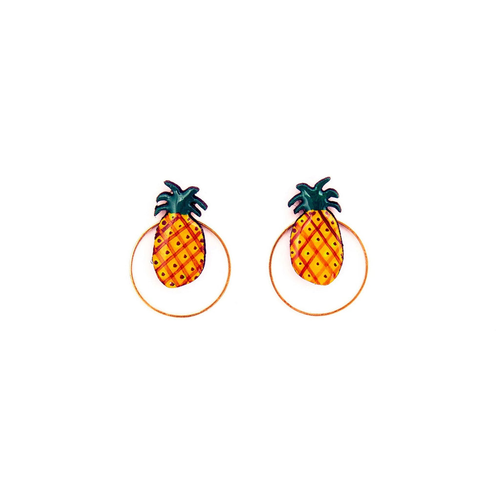 Pineapple Wood Stud Earrings - Welljourn