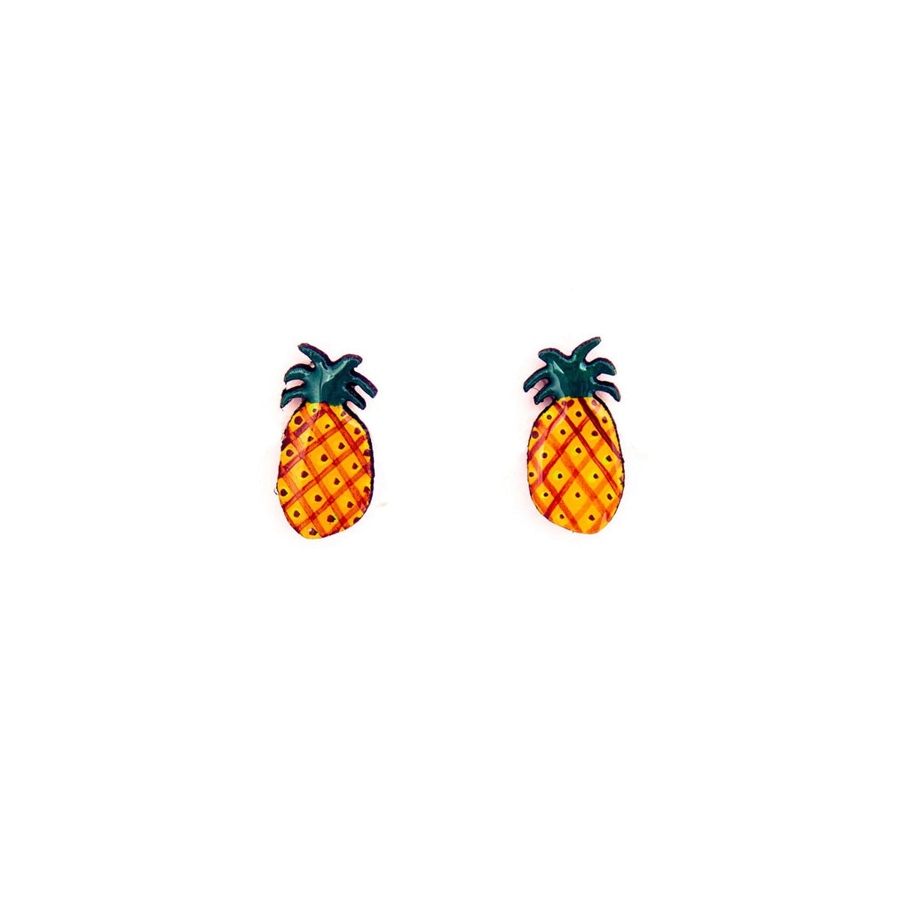 Pineapple Wood Stud Earrings - Welljourn