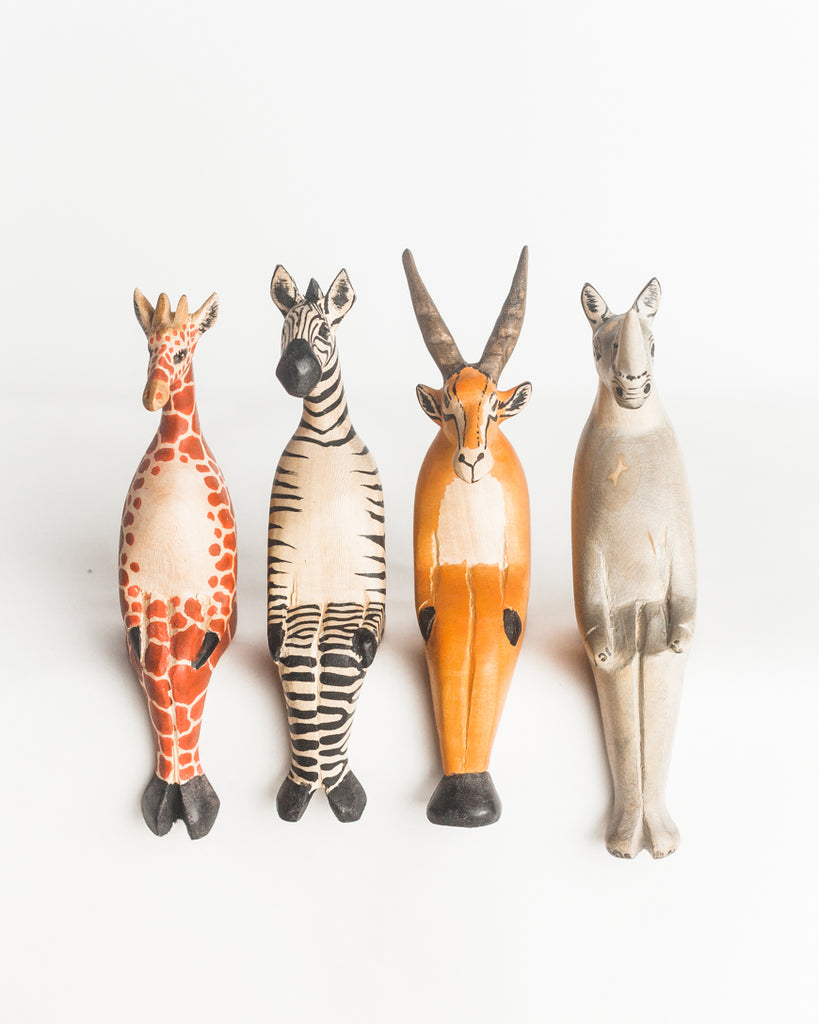 Handcarved Sitting Giraffe Shelf Decor - Welljourn