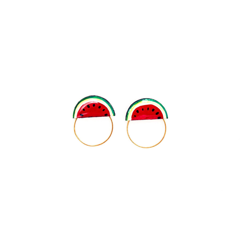 Watermelon Wood Stud Earrings - Welljourn