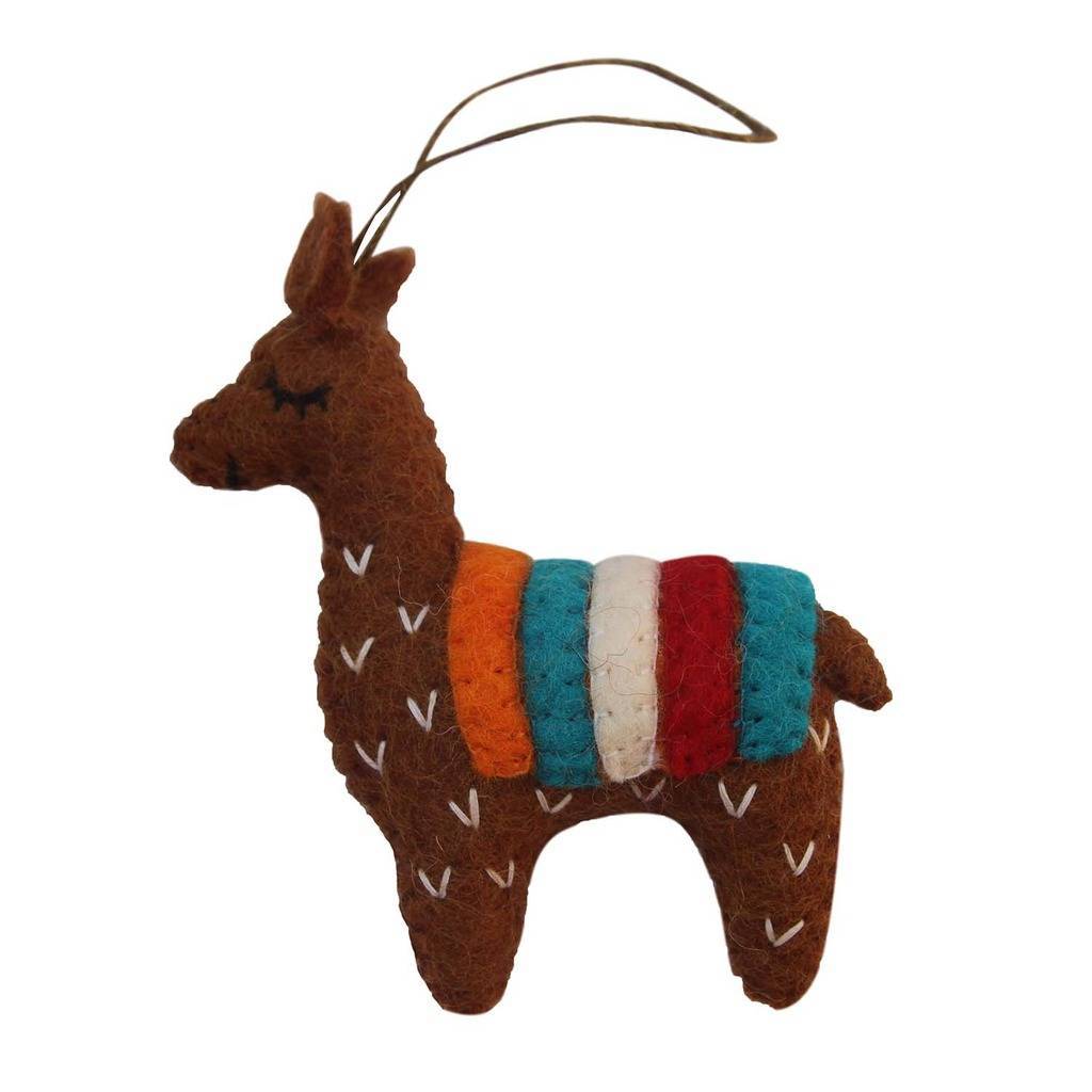 Brown Felt Llama Christmas Tree Ornament - Welljourn