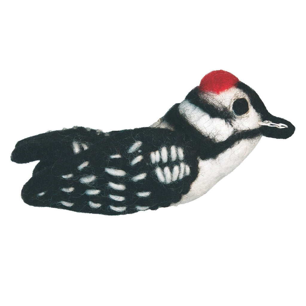 Downy Woodpecker - Felt bird Christmas Tree Ornament - Welljourn