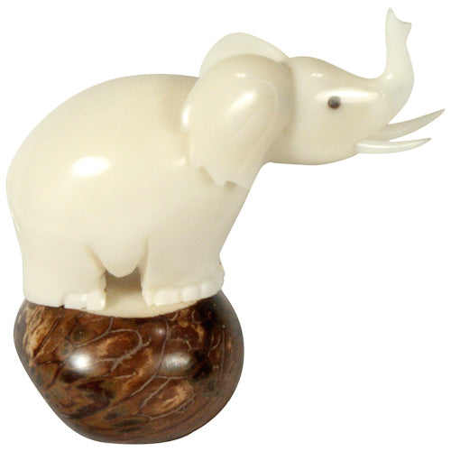 Trumpeting Elephant Carving | Tagua Nut from Equador - Welljourn