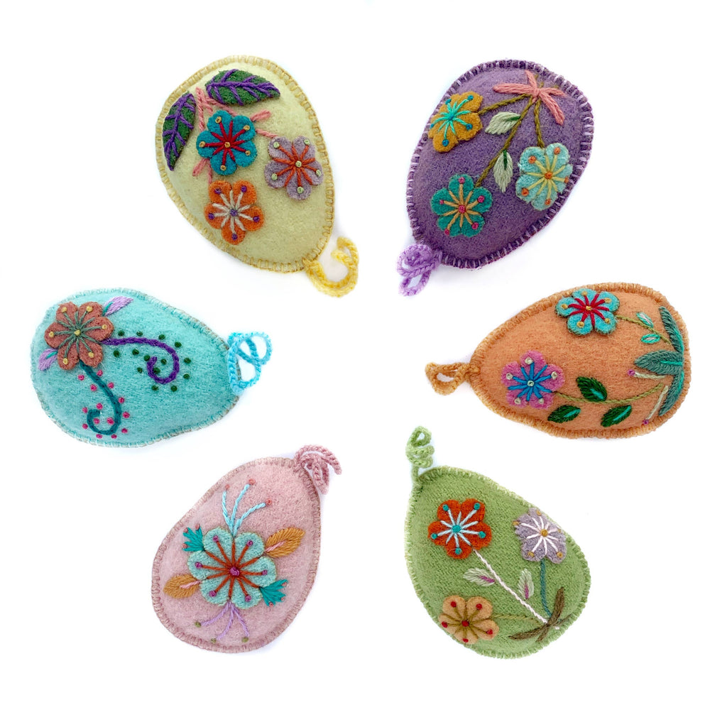 Assorted Easter Egg  Wool Felt Ornaments - Welljourn