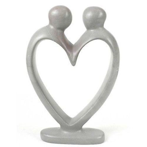 White | Soapstone Couple Heart Sculpture | 8" tall - Welljourn