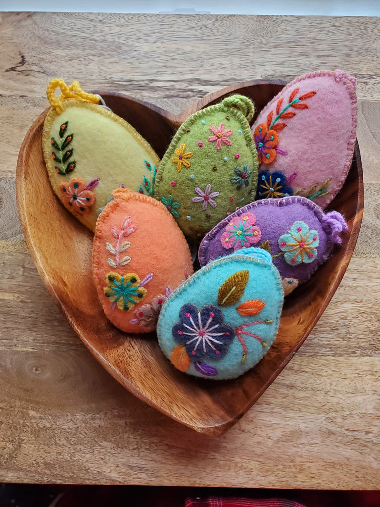 Assorted Easter Egg  Wool Felt Ornaments - Welljourn