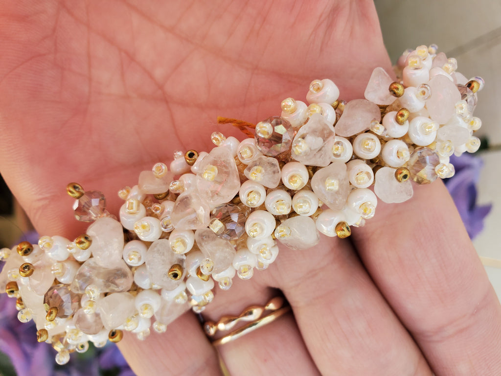 Pastel White & Cream Assorted Beads  | Magnetic Caterpillar Bracelet - Welljourn