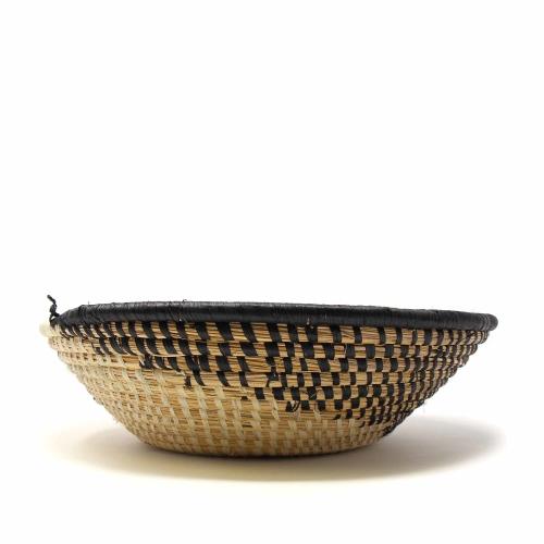 Woven Sisal Fruit Table Basket | Spiral Pattern | Natural/Black - Welljourn