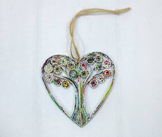 Tree of Life Heart| Recycled Paper Ornament - Welljourn