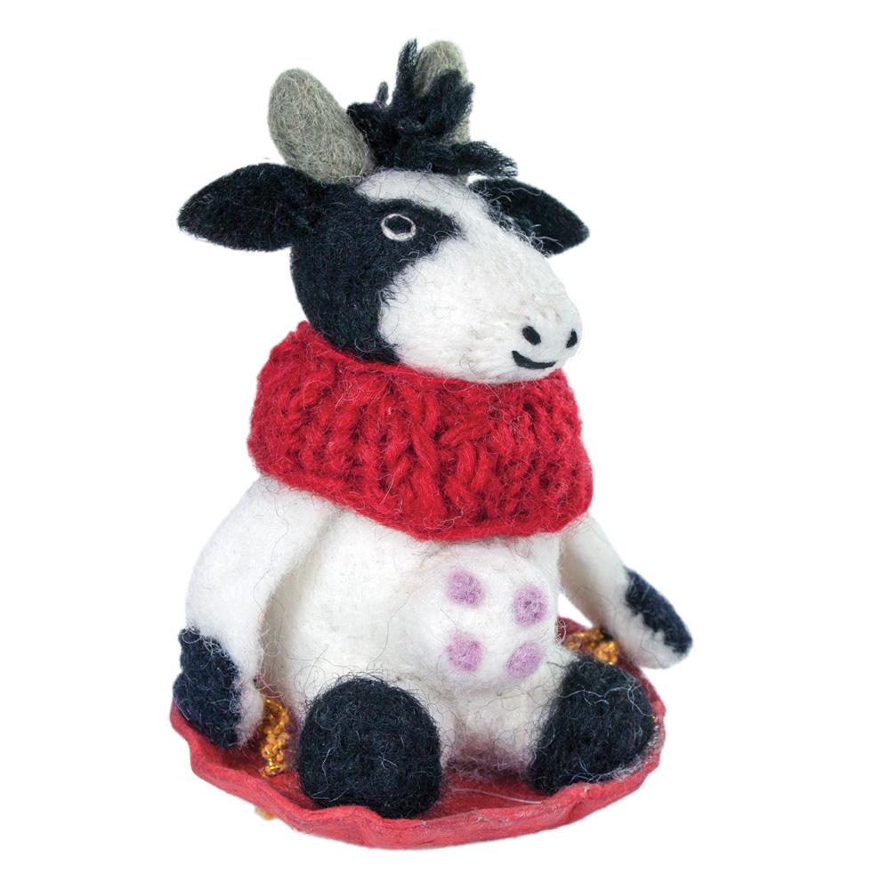 Bessie the Cow Felt Holiday Ornament - Wild Woolies (H) - Welljourn