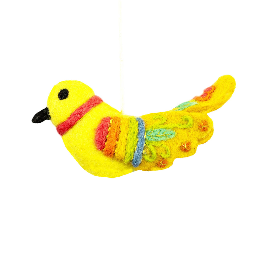 Bella Bird, Yellow Felt Ornament - Welljourn
