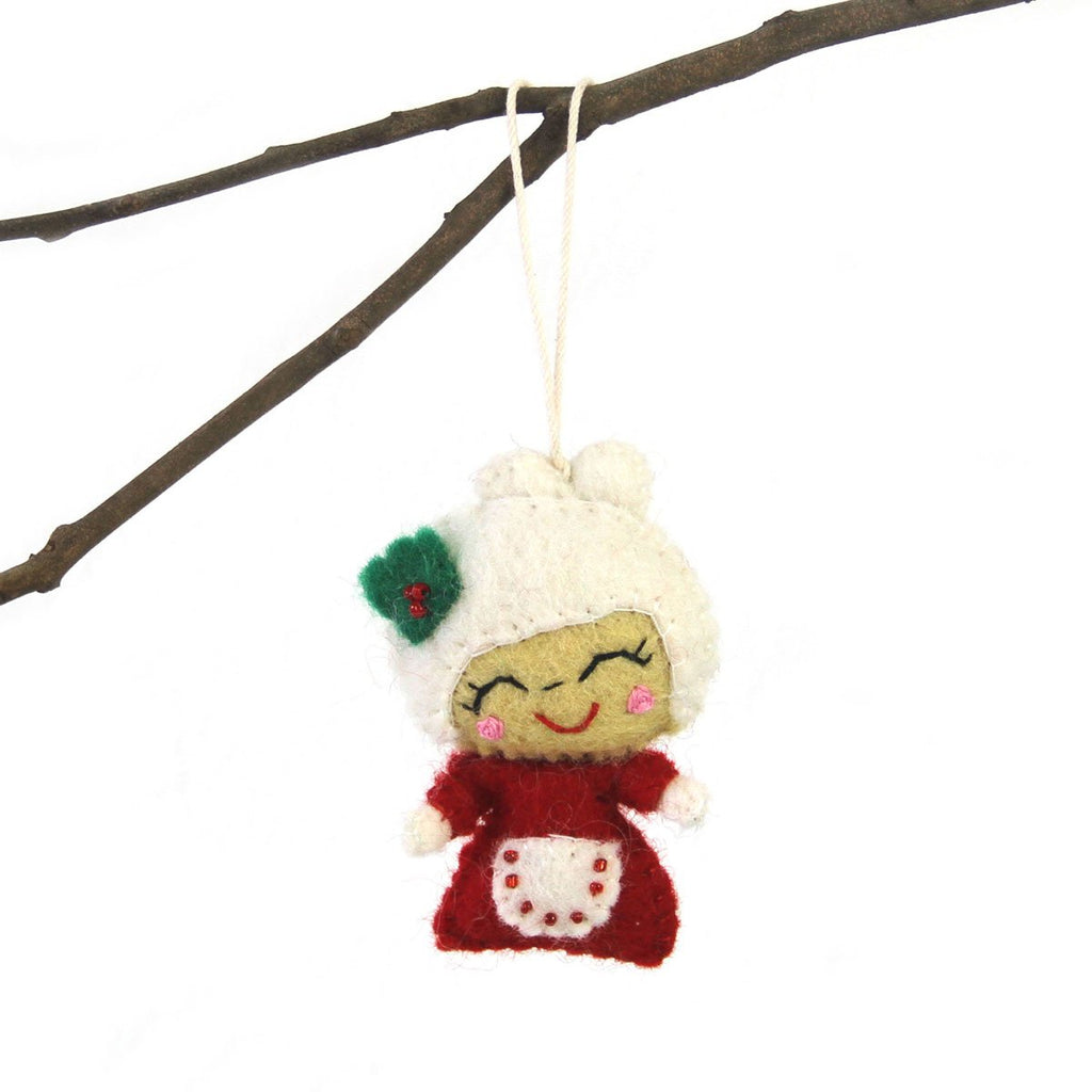 Hand Felted Christmas Ornament: Mrs. Claus - Global Groove (H) - Welljourn