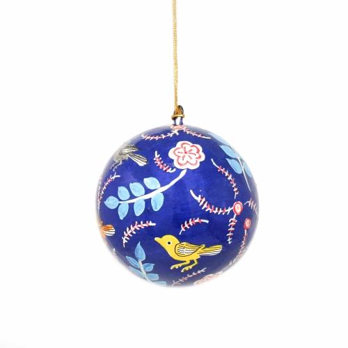 Yellow Bird Papermache | Hand-painted Ball Ornament - Welljourn