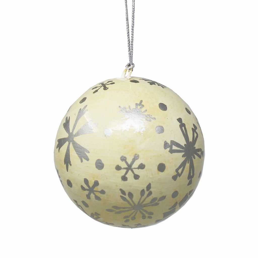 Silver Snowflakes Ball | Handpainted Ornament - Welljourn