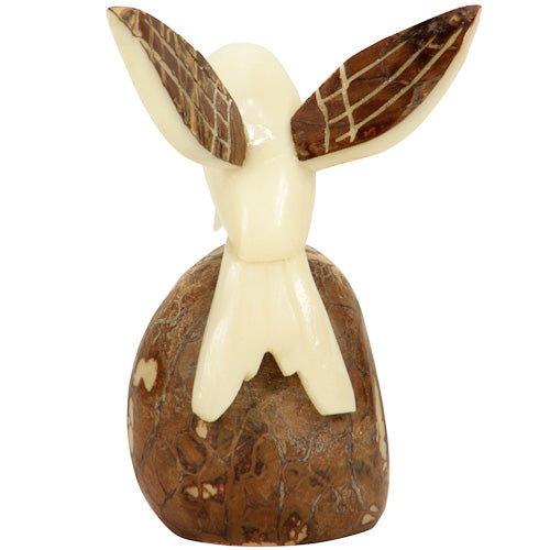 Flying Hummingbird Tagua Nut Figurine with Brown Wings - Welljourn
