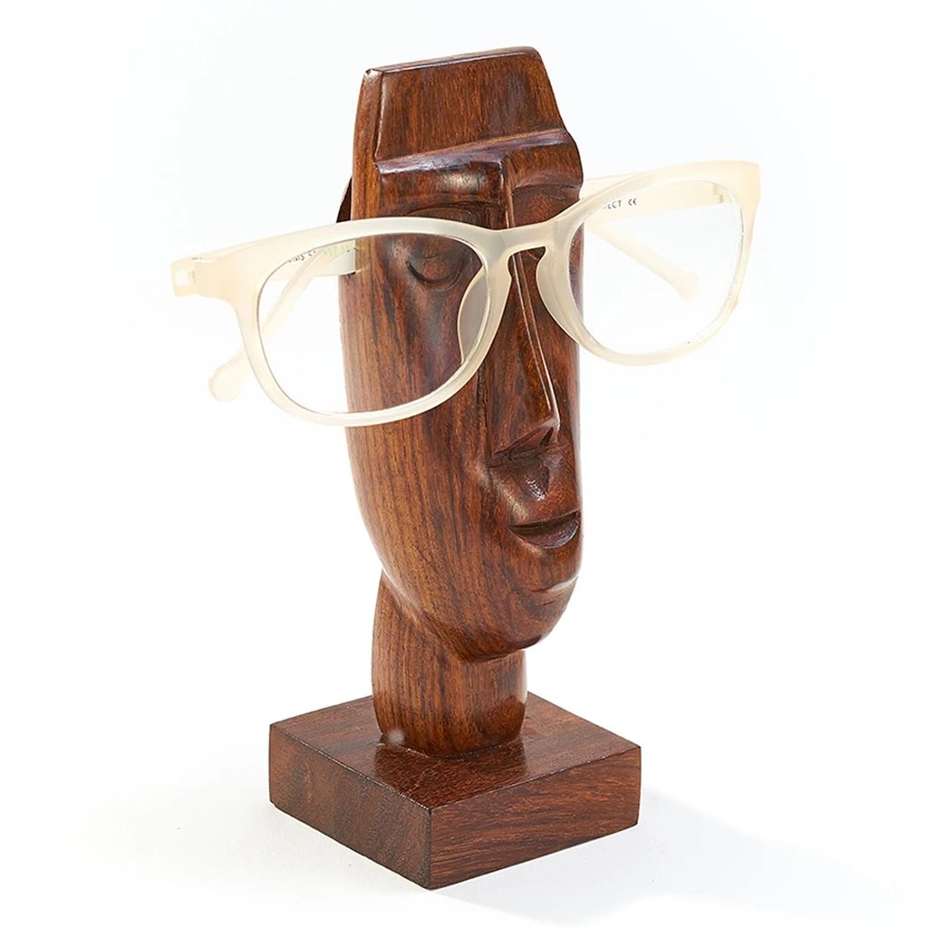 Glasses Holder on Wooden Face, Eyeglass Holder, Glasses Stand, Eye