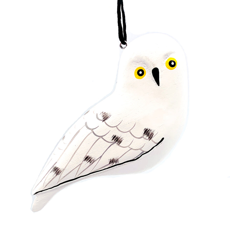 White Snowy Owl | Balsa Wood Ornament | Fair Trade - Welljourn