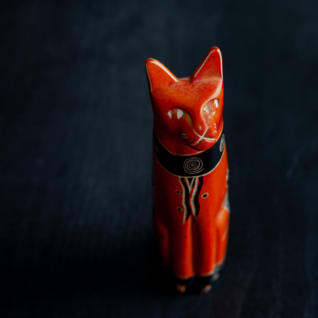 Orange Cat | Soapstone Sculpture | 5-inch - Welljourn