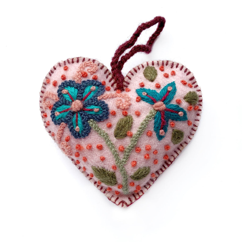Color Hearts Embroidered Ornament - Welljourn