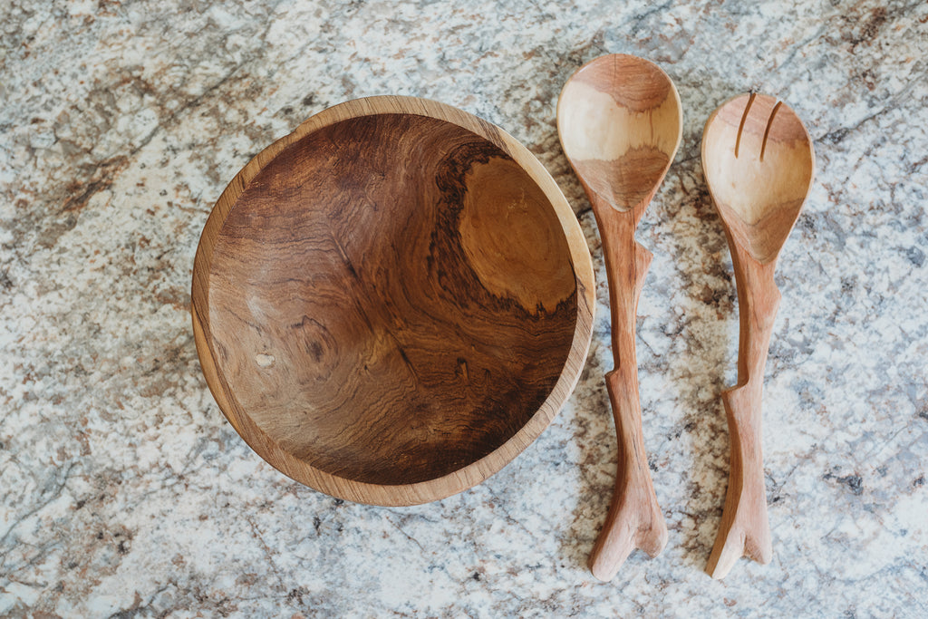 9-Inch Handcarved Olive Wood Bowl - Welljourn