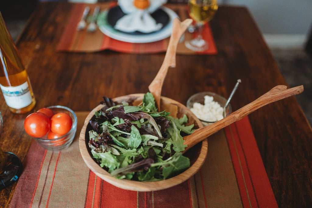 12 Inch Olive Wood Twig Salad Servers - Welljourn
