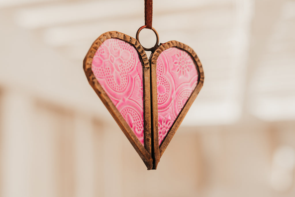 Recycled Glass Heart Ornaments from India - Welljourn