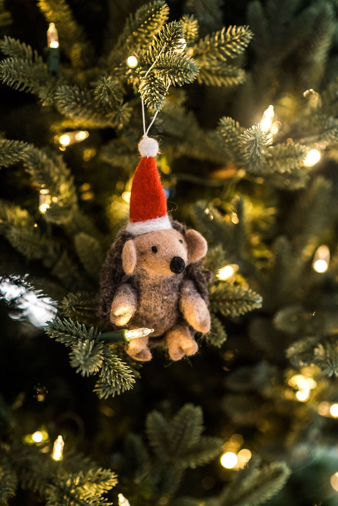 Hedgehog Ornament wearing Santa Hat - Welljourn