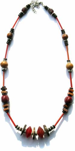 Red Recycled Glass and Coconut Shell Seed Necklace - Welljourn