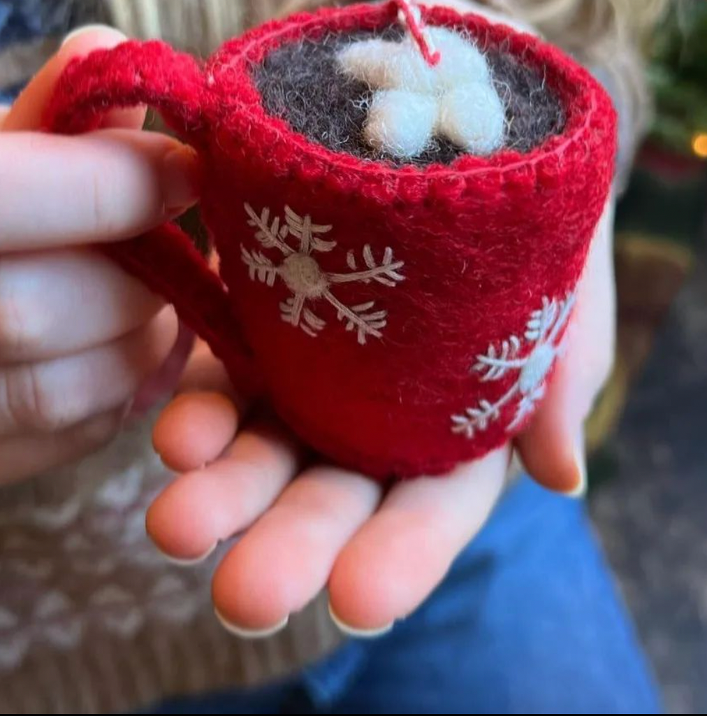 Hot Chocolate Felt Wool Ornament - Welljourn
