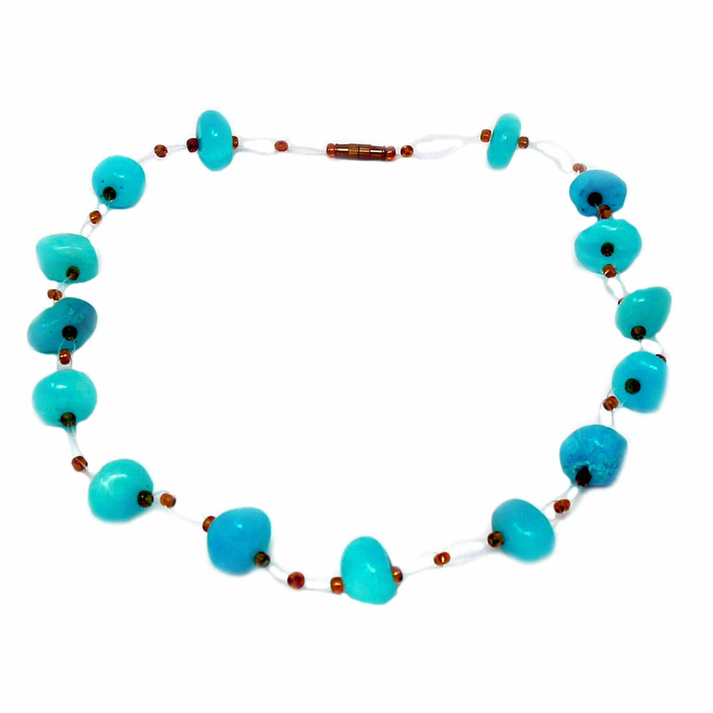 Floating Stone & Maasai Bead Necklace, Turquoise - Welljourn