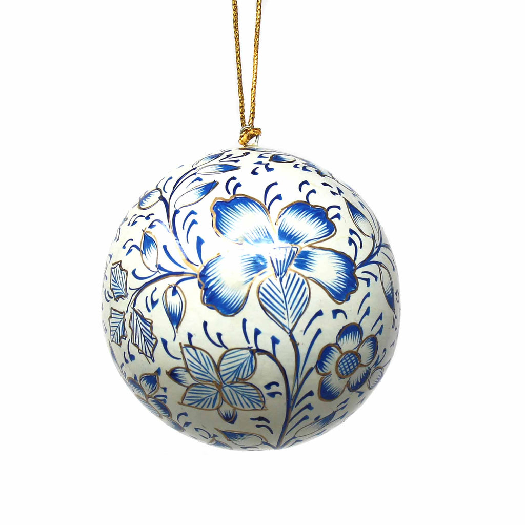 Handpainted Ornament Blue Floral - Welljourn