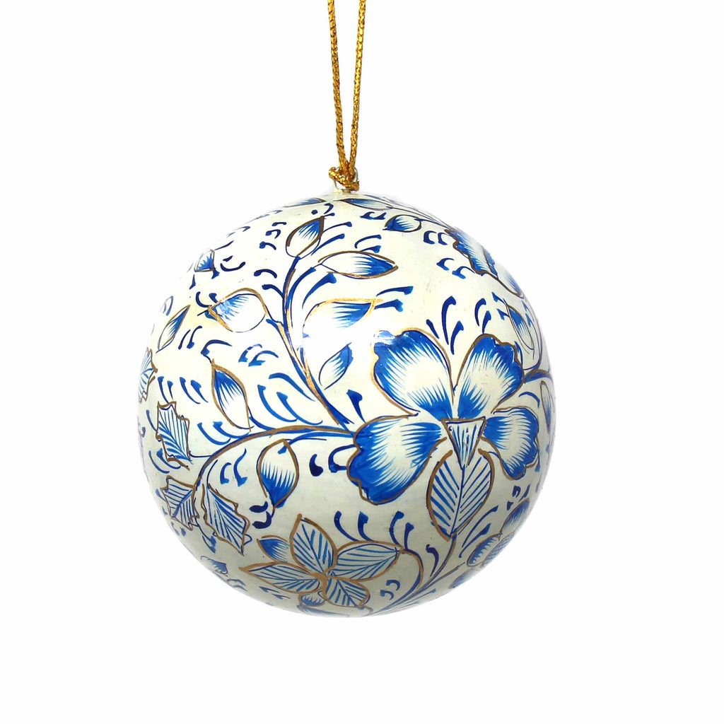 Handpainted Ornament Blue Floral - Welljourn
