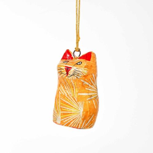Orange Cat Papermache | Hand-painted Ornament - Welljourn