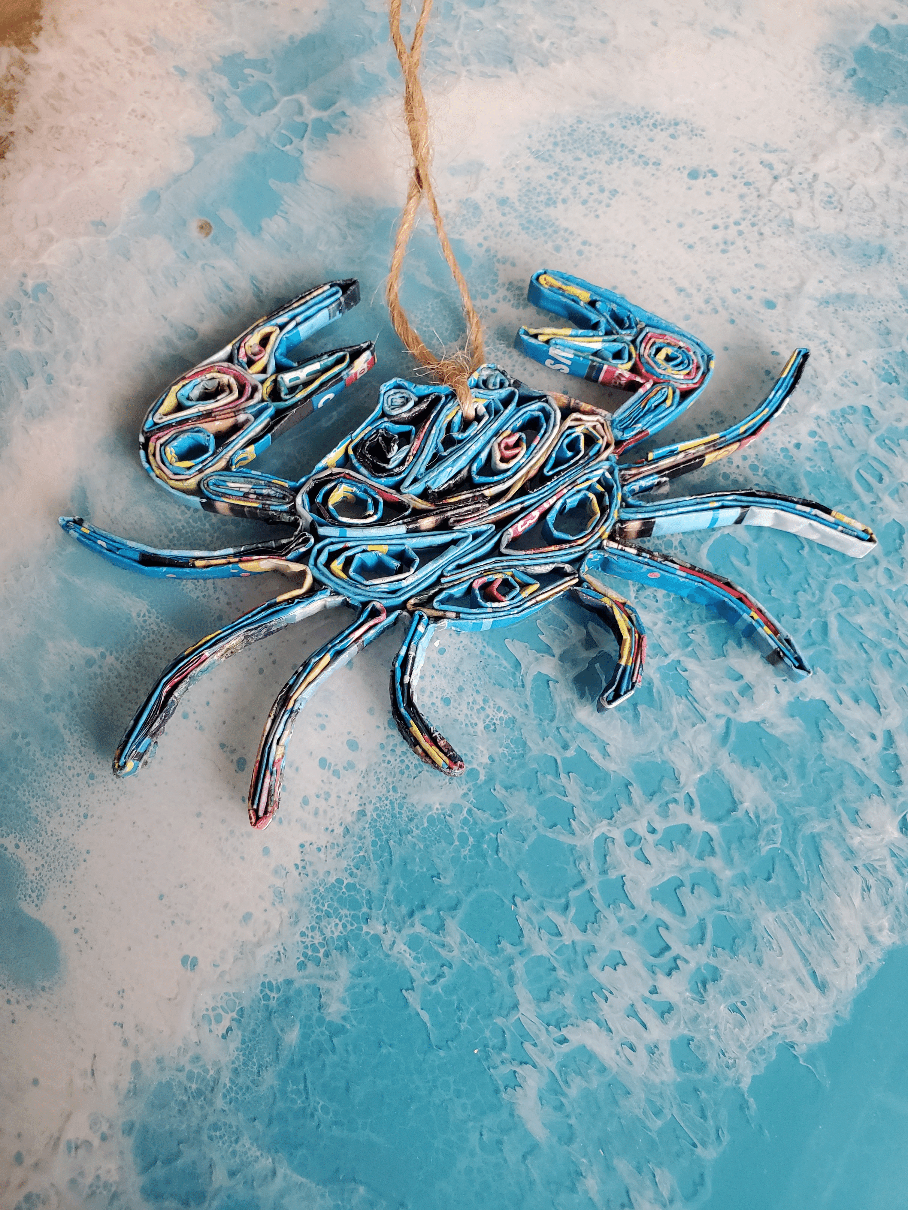 Coastal White Crab Decor Ornament Sculpture