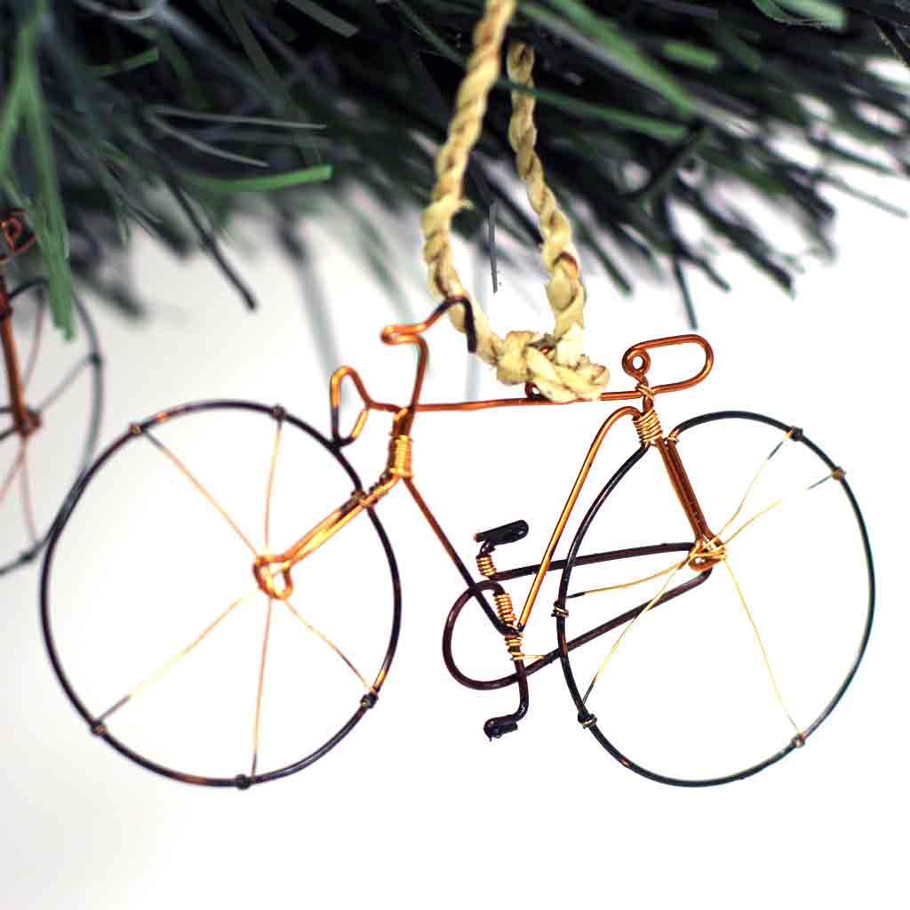 Set of Two Handmade Wire Bicycle Ornaments - Welljourn