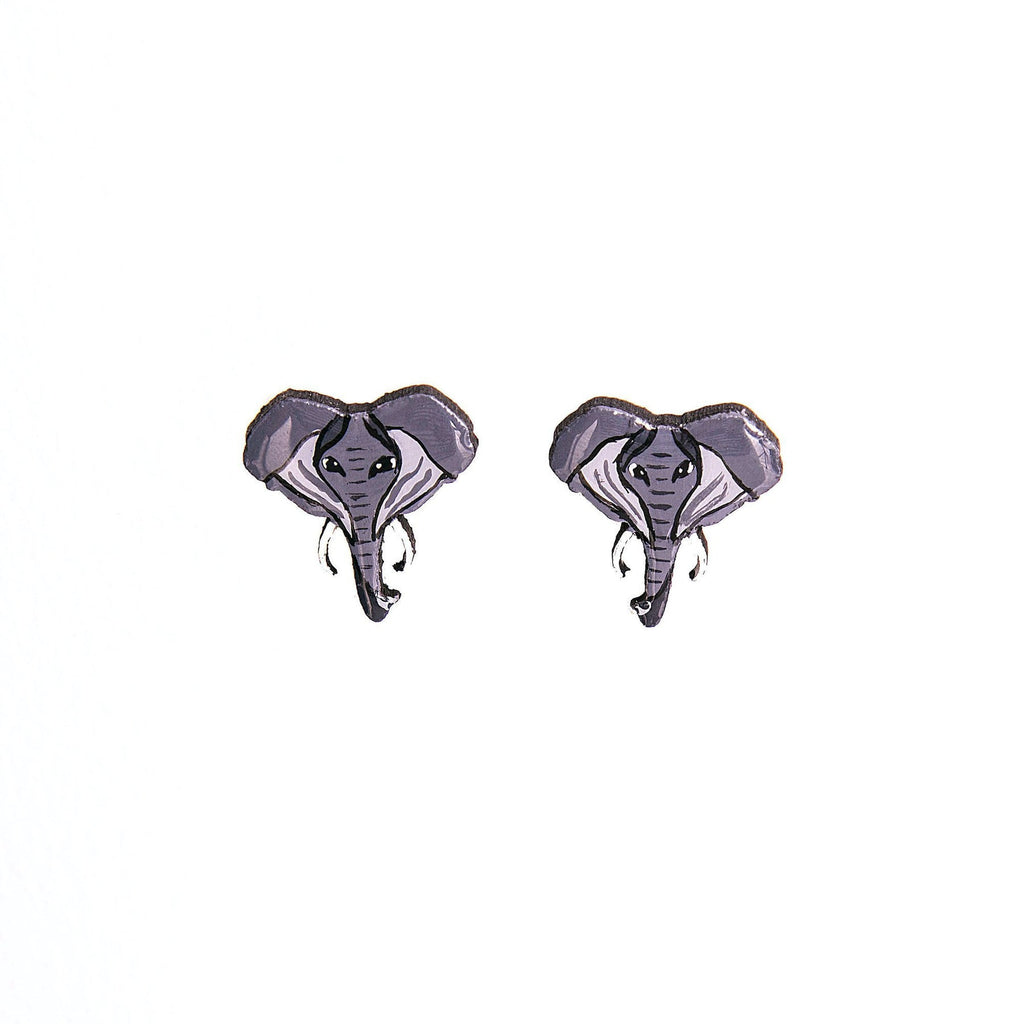 Elephant Wood Stud Earrings - Welljourn