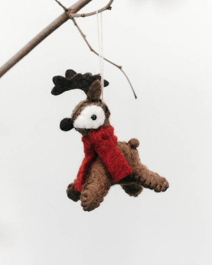 Brown Reindeer Felt Ornament - Welljourn