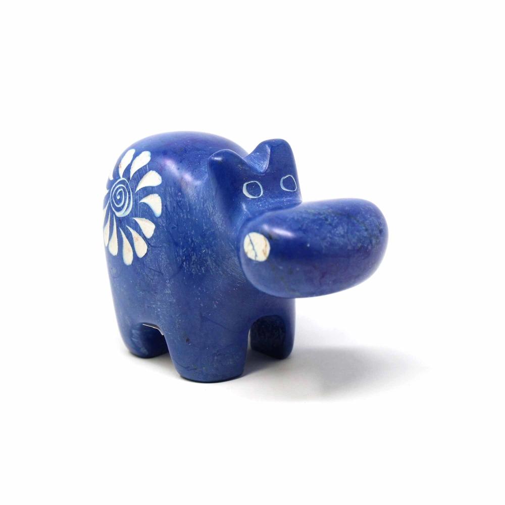 Handcrafted Blue Soapstone Hippo - Welljourn