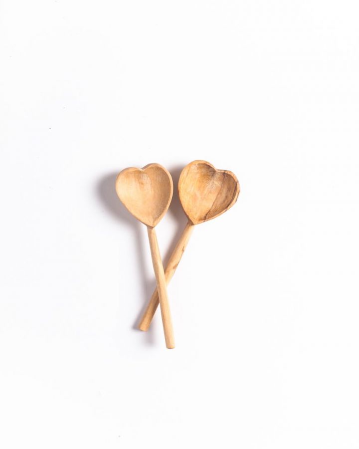 Olive Wood Heart Teaspoons | Set of 2 - Welljourn