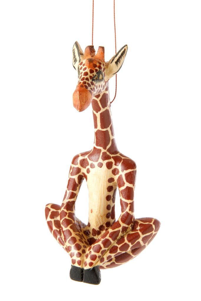 Yoga Giraffe Wooden Ornament - Welljourn