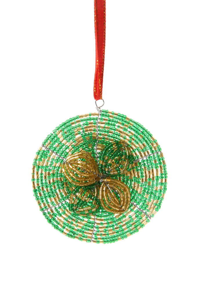 Green Beaded Wire Flower Christmas Ornament - Welljourn